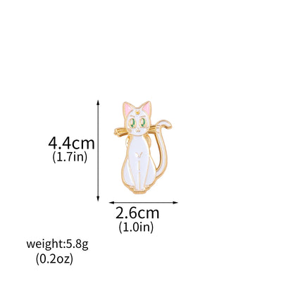 6PCS Anime Star & Moon Metal Keychains — Sailor Moon Tsukino Usagi & Luna Cat Cosplay Props, Pendant Jewelry Ornament