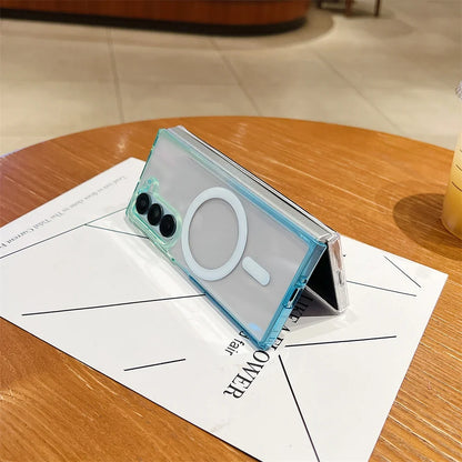 Dopamine Gradient Clear Case - Anti-Drop Magnetic Wireless Charging Cover for Samsung Galaxy Z Fold 3-7