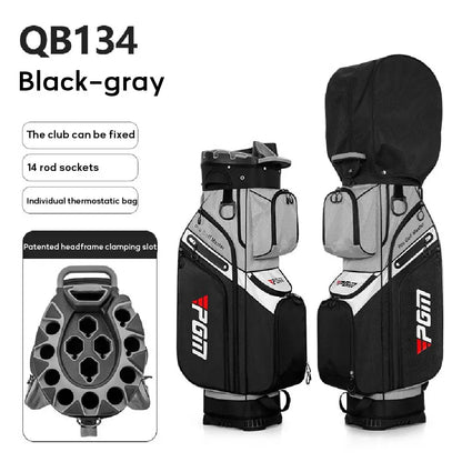 PGM Stand-Up Golf Bag – Waterproof 14-Way Divider Cart Bag with Anti-Collision Frame & Insulated Pocket for Men & Women