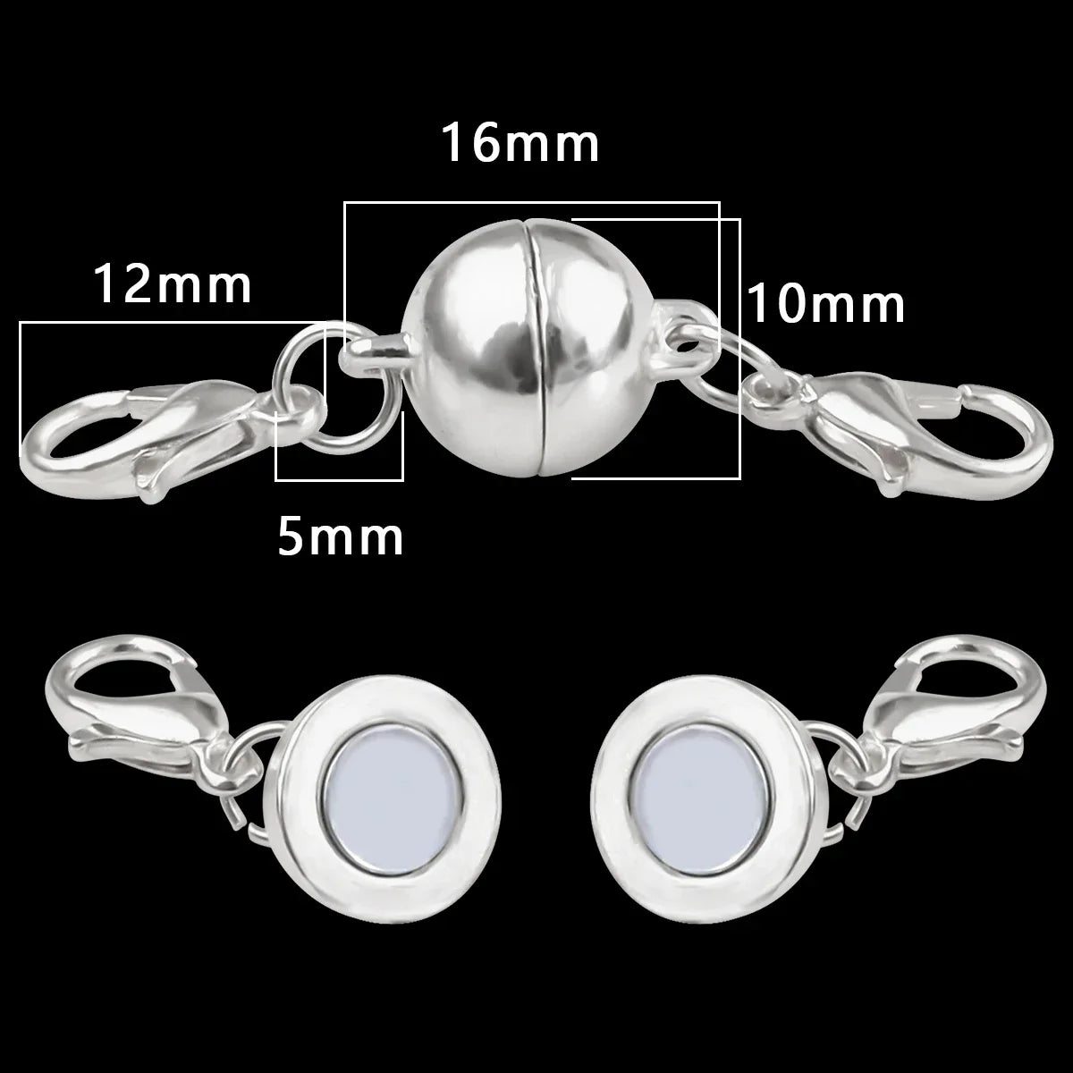 Magnetic Jewelry Clasp - Strong Metal End Connectors with Lobster Clasp for DIY Bracelets & Necklaces