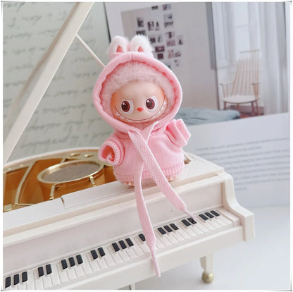 Labubu 4.0 Doll Hooded Sweater – Casual Sportswear Outfit for Mini Labubu V4 Dolls