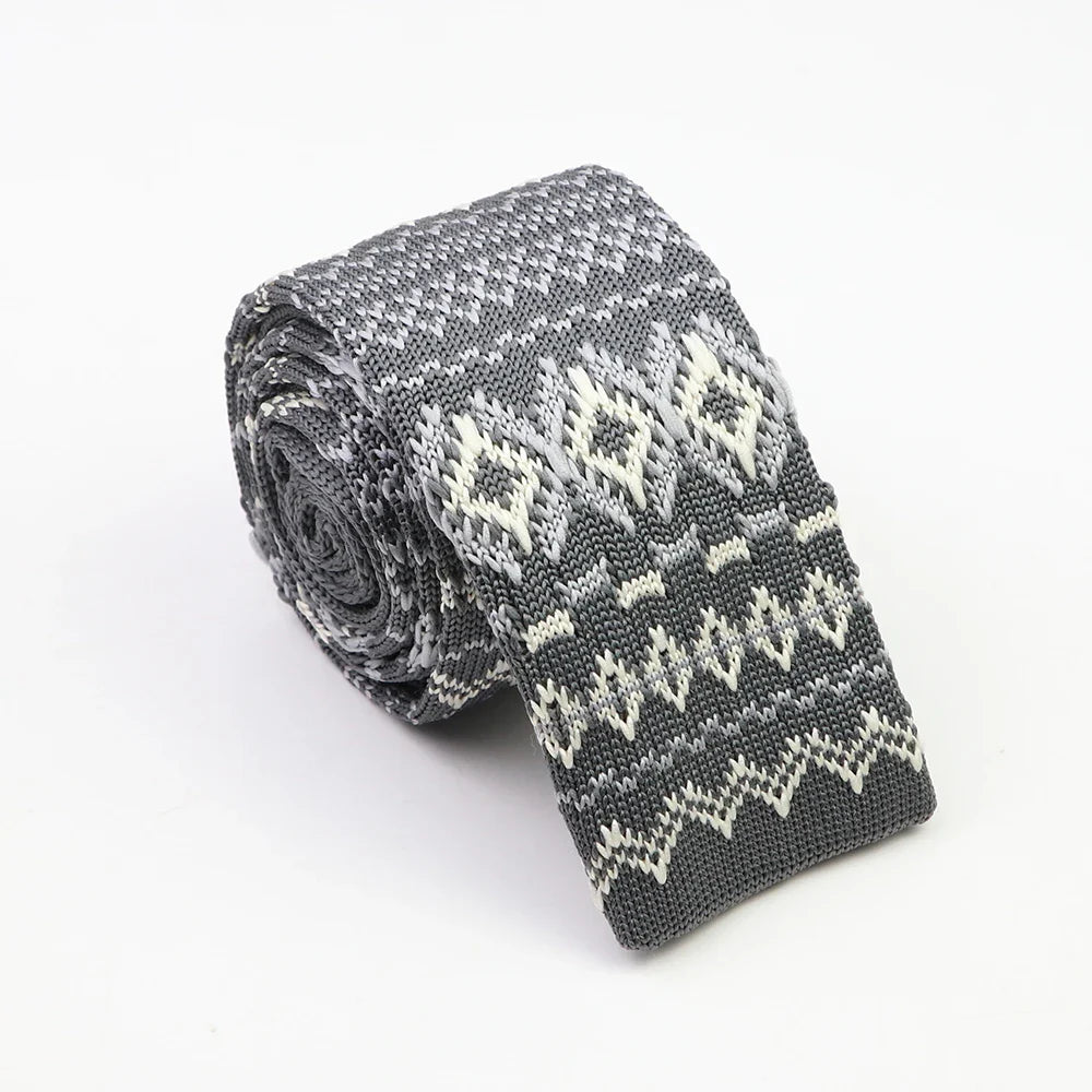 Classic Knit Neck Tie for Men — 6cm Plaid & Dots Casual Business Wedding Tie