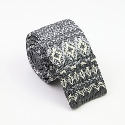 Classic Knit Neck Tie for Men — 6cm Plaid & Dots Casual Business Wedding Tie