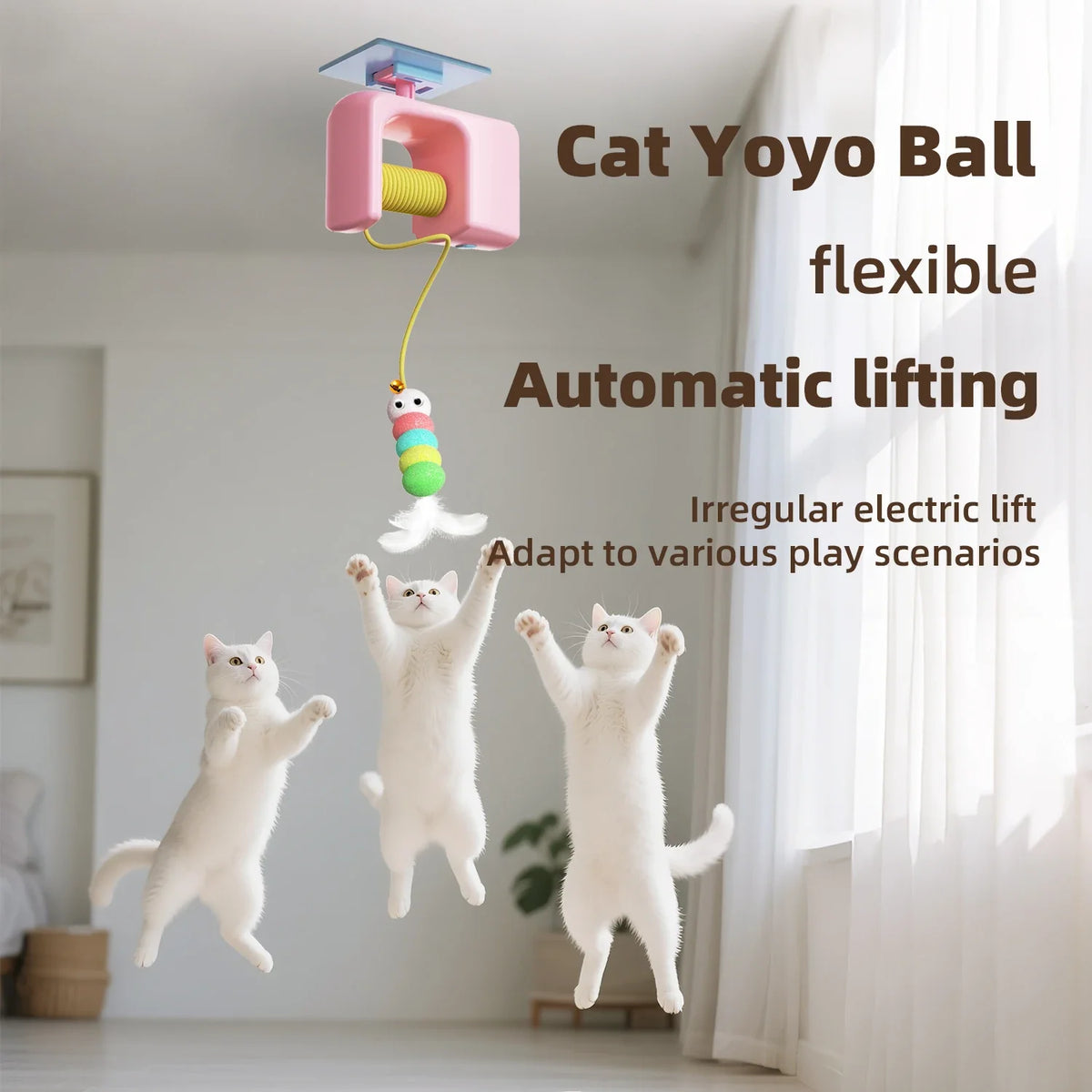 Interactive Flying Bird Cat Toy - Rechargeable Automatic Hanging Door Toy with Elastic Rope for Hunting & Stress Relief