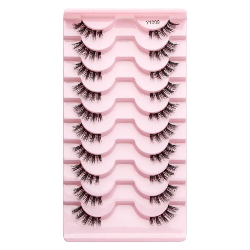 SHIDISHANGPIN 5/10 Pairs Cat Eye False Lashes – 3D Mink Half Lashes, Eyelash Extensions for Natural Makeup, Faux Cils Maquiagem