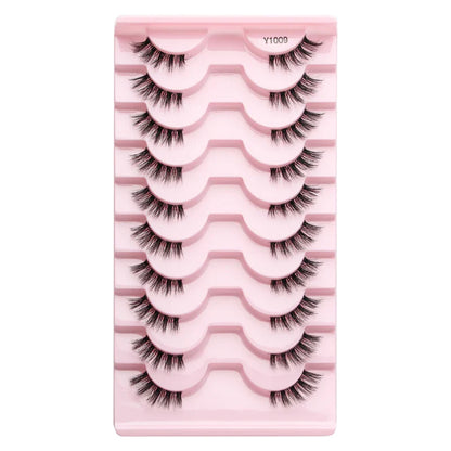 SHIDISHANGPIN 5/10 Pairs Cat Eye False Lashes – 3D Mink Half Lashes, Eyelash Extensions for Natural Makeup, Faux Cils Maquiagem