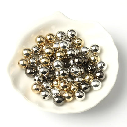 Round Spacer Beads 3–12mm – Gold & Silver CCB Smooth Loose Balls for DIY Bracelet Jewelry Making Accessories