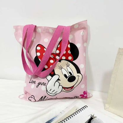 Lightweight Disney Mickey & Minnie Canvas Tote Bag – Large Capacity Durable Shoulder Bag for School, Work & Everyday Use