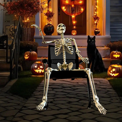 Halloween Life Size Human Skeleton Decoration — Realistic Body Bones with Posable Joints for Haunted House Horror Props