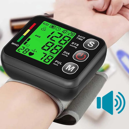 English Voice Digital Wrist Blood Pressure Monitor – High-Accuracy Electronic Sphygmomanometer Tonometer