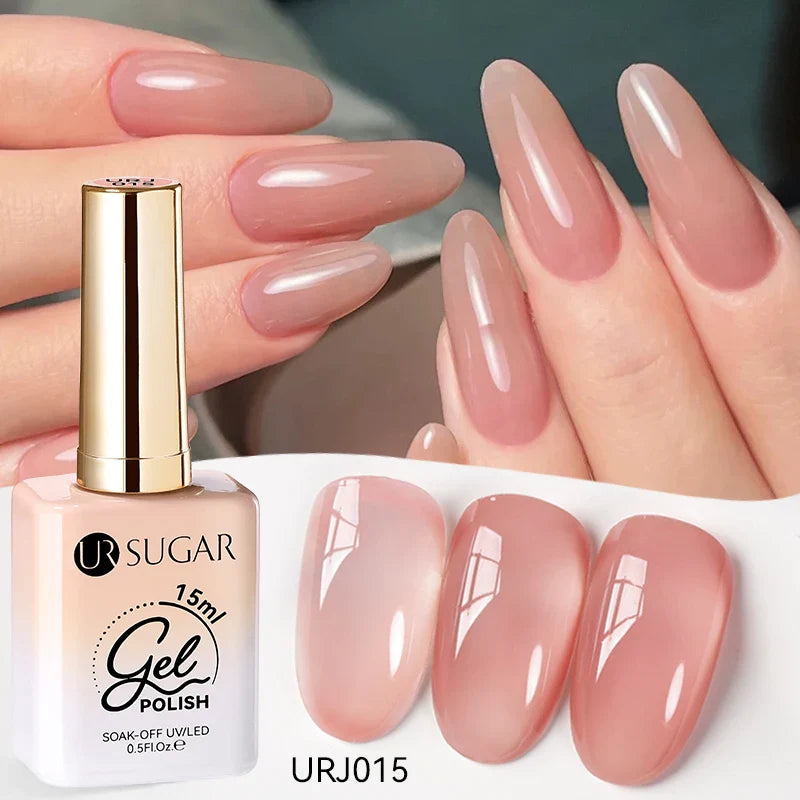 UR SUGAR 15ml Jelly Milky White Gel Polish – Translucent UV Soak Off Nail Art Varnish Semi-Permanent Fashion Nail Color