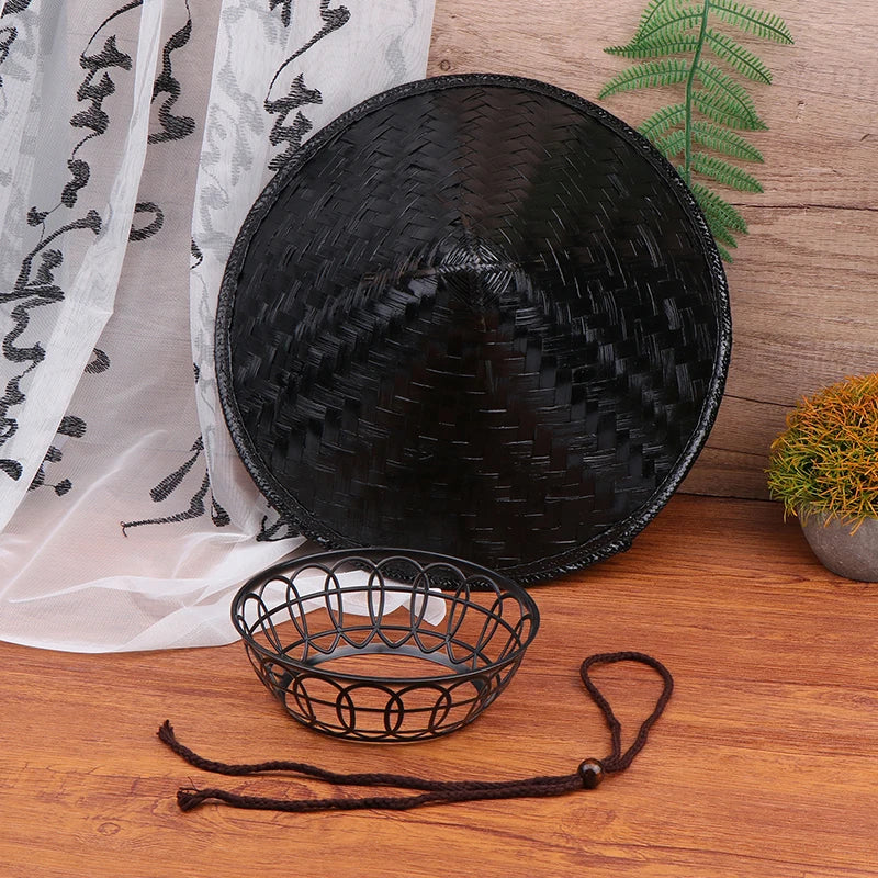 Samurai Straw Ninja Hat — Asian Bamboo Conical Cosplay Cap, Japanese Rice Farmer Party Decorative Hat