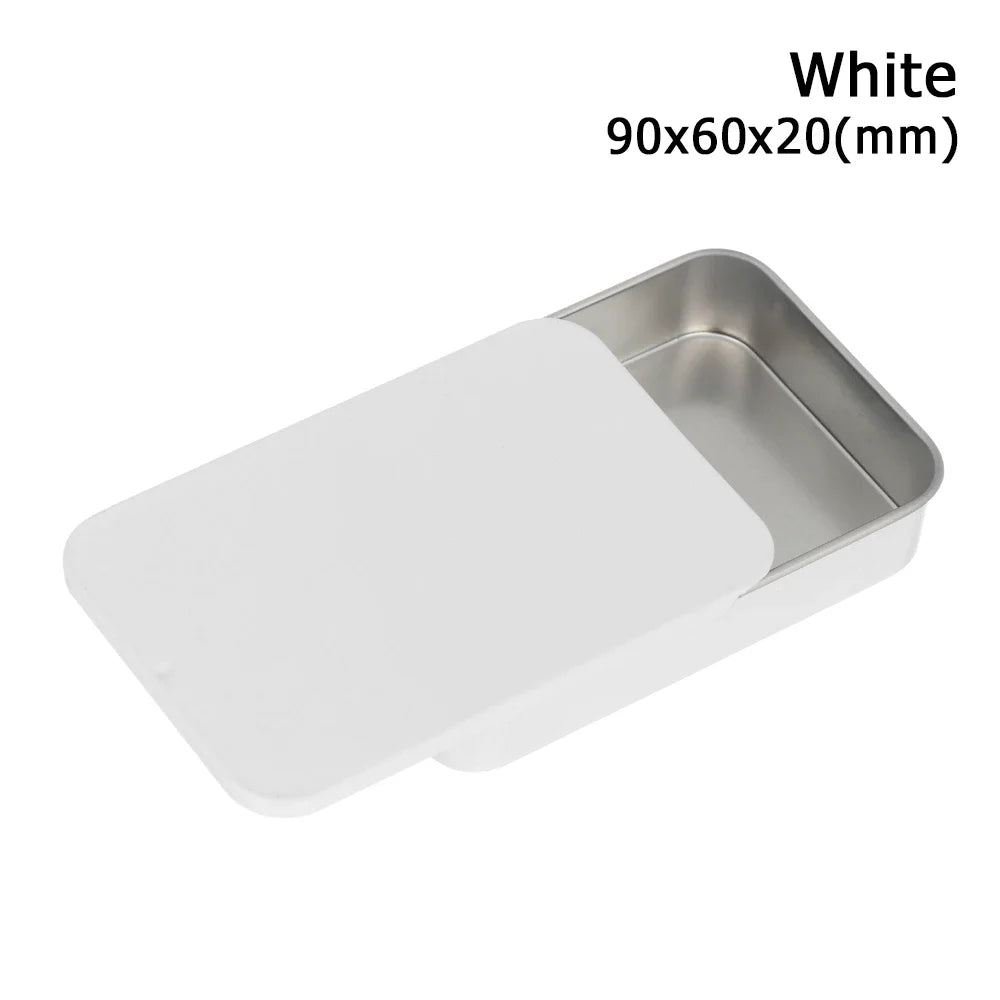 Metal Rectangular Mini Tin Box – Hinged Push-Top Candy, Pill & Small Storage Container