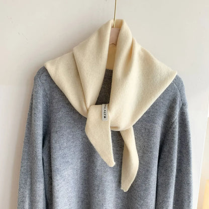 Women’s Wool Triangle Scarf – British Korean Knitted Headscarf & Warm Multi-Functional Wrap