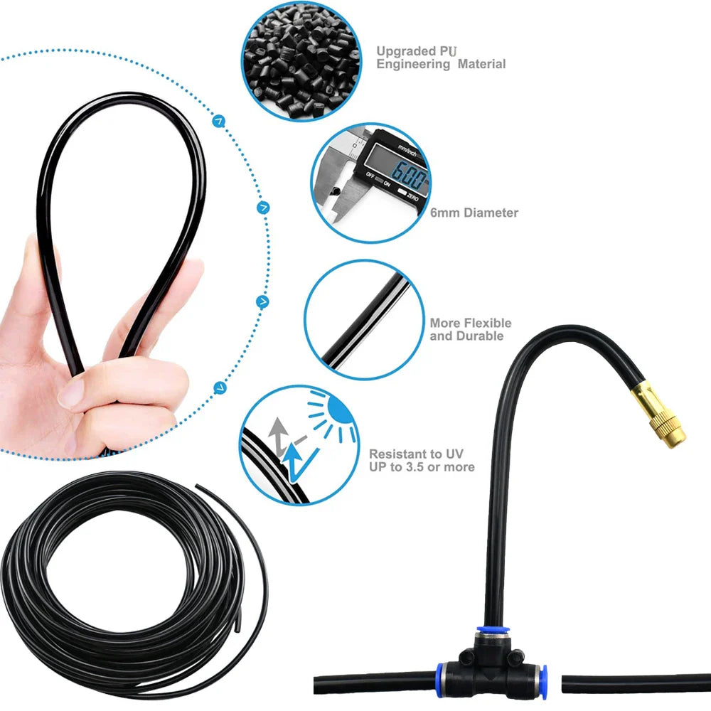 DIY Universal Spray Kit - Flexible Bending Design for Greenhouse, Garden, Patio Misting and Plant Watering Irrigation System