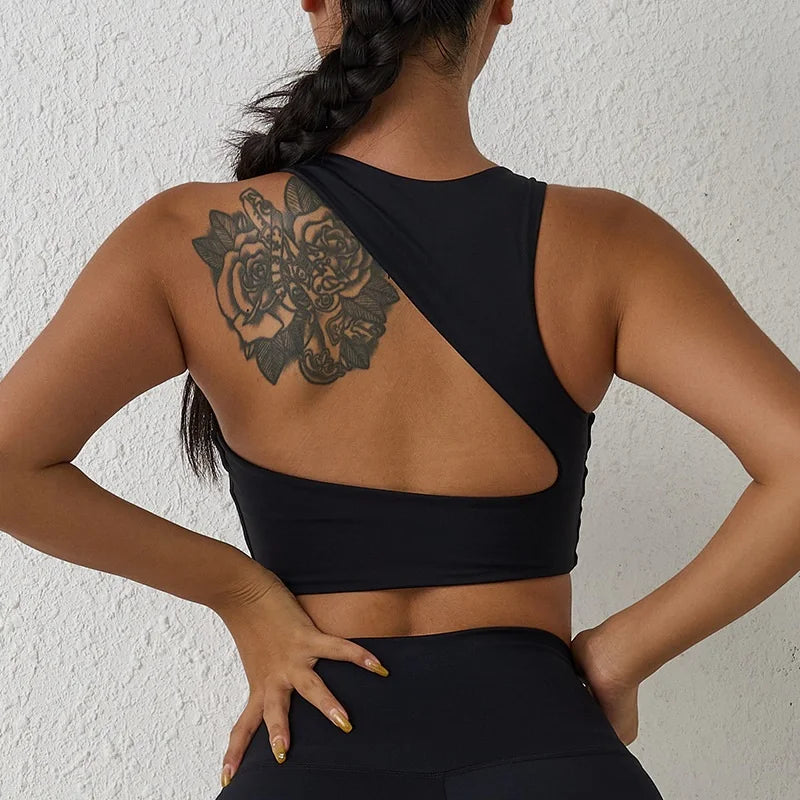 Comfort and Support: Solid Color Soft Women's Fitness Sports Bra Top - Cutout Back, High Strength Support with Chest Pad for Gym and Yoga Workouts