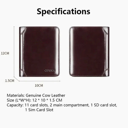Men’s Genuine Leather RFID Blocking Trifold Wallet – Business Short Wallet with ID Window & Credit Card Holder Slim Men’s Purse Wallet