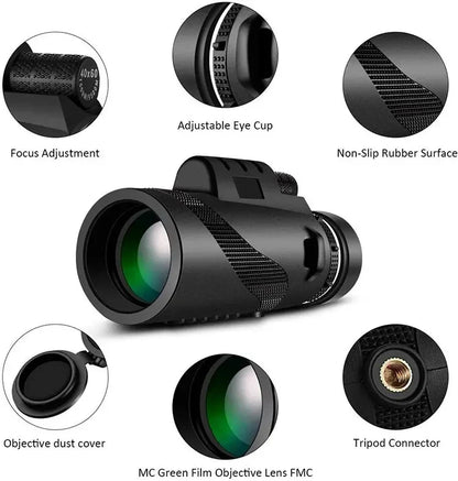 80x100 Portable HD Zoom Telescope | Folding Long-Distance Mini Telescope for Hunting, Camping & Travel