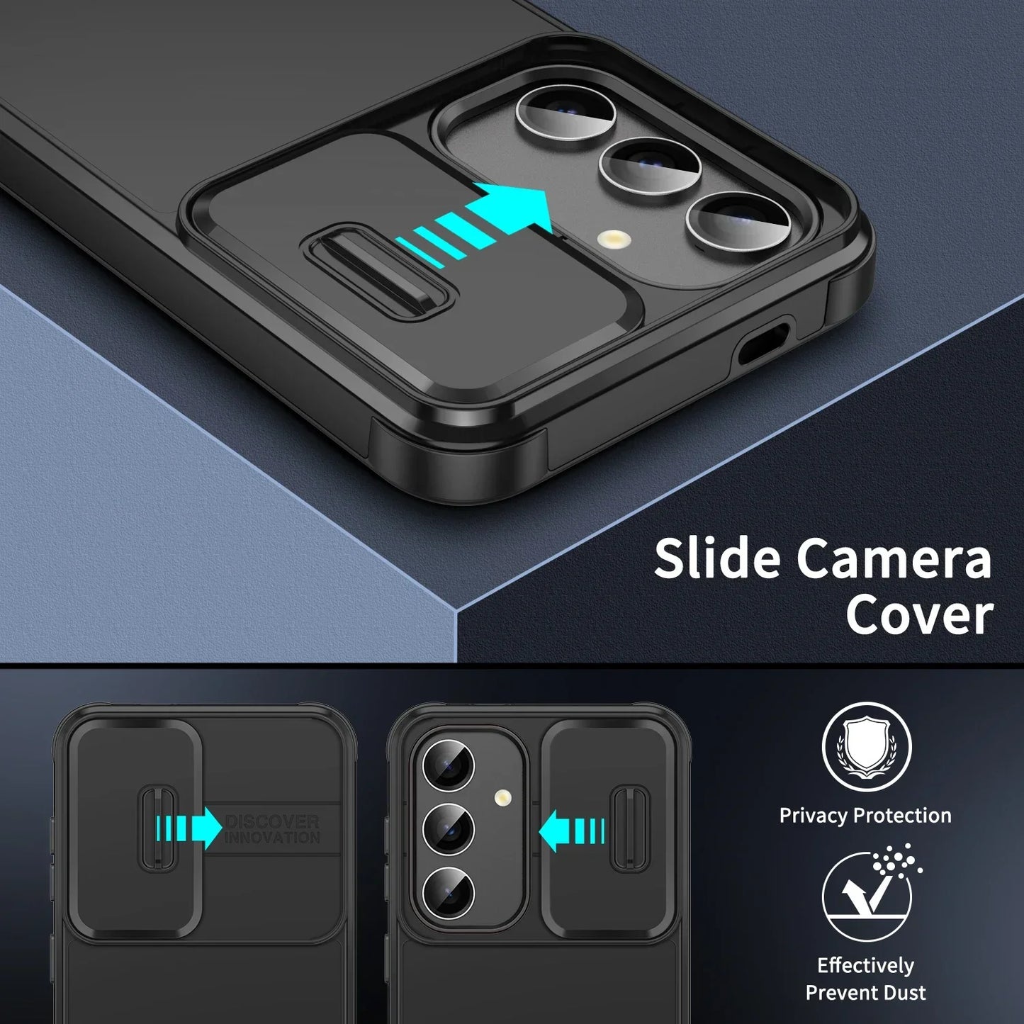 Samsung Galaxy S Series Slide Camera Armor Case – Compatible with S21/S22/S23/S24/S25 Ultra & FE Models