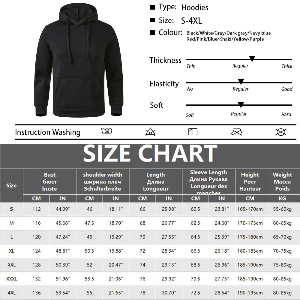 Unisex Warm Sweatshirt — Casual Solid Color Streetwear Pullover with Pocket, Sport & Fitness Hoodie in Multiple Colors