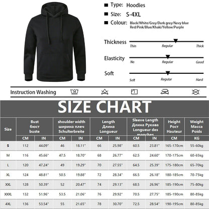 Unisex Warm Sweatshirt — Casual Solid Color Streetwear Pullover with Pocket, Sport & Fitness Hoodie in Multiple Colors