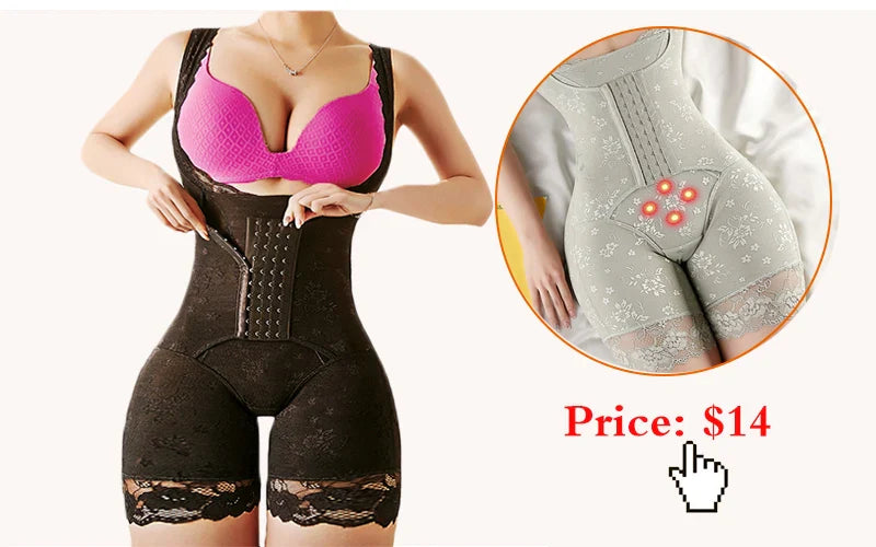GUUDIA Ribbed Tummy Control Jumpsuit – Light Compression Daily Shaper Bodysuit with Open Crotch Shapewear Design