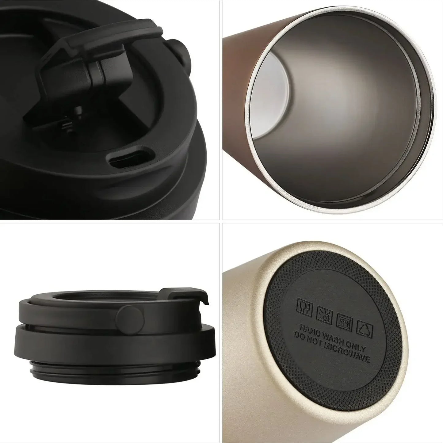 500ml Insulated Travel Coffee Cup – Double Wall Leak-Proof Thermos Mug, Vacuum Stainless Steel Tea Tumbler with Lid and Handle