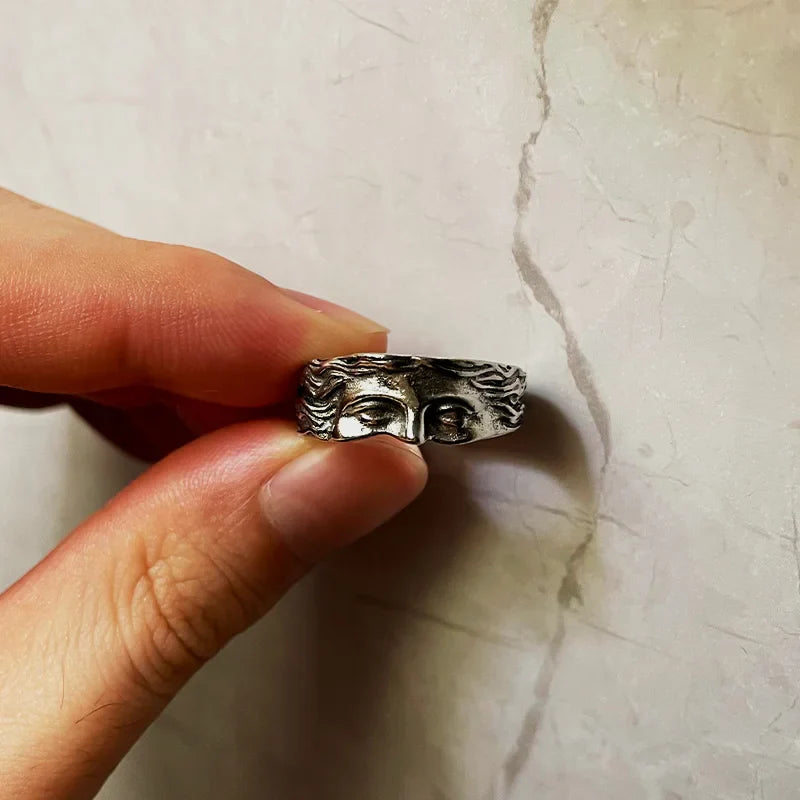 Retro Half-Face Venus Ring – Greek Mythology Vintage Punk Gothic Open Ring, Unisex Designer Jewelry