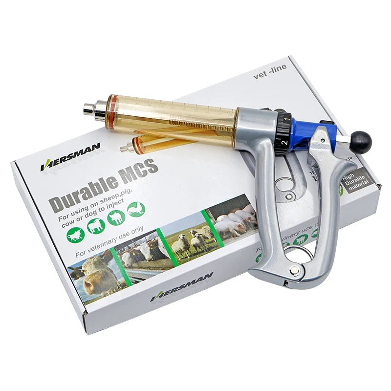 25ml/50ml Adjustable Veterinary Syringe — Semi-Automatic Continuous Vaccine Injector for Chickens, Sheep & Horses