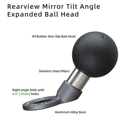 FANAUE 1'' Ball Mount Base: Aluminum Alloy Rearview Mirror Holder for Bike/Motorcycle - 1 Inch Ball Socket Angled Bolt Head Adapter