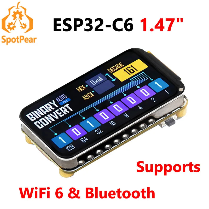 Waveshare ESP32-C6 Development Board – 1.47-inch Display, 172×320, WiFi 6 & Bluetooth, Type-C Interface