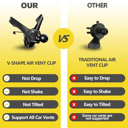 17mm Ball-Head Car Air Vent Clip — Universal Air Outlet Phone Holder Hook Clamp for Mobile & GPS