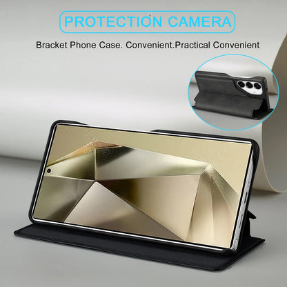 Ultra-Thin Leather Flip Case for Samsung Galaxy - Card Holder & Stand Cover for S26 Ultra, S26 Plus, S25 Ultra & S24 Ultra