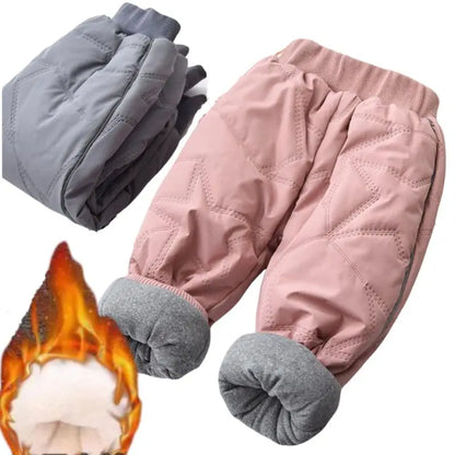 Baby & Kids Winter Ski Pants – Thick Cotton Plus Velvet Waterproof Trousers for Boys & Girls 1–6 Years
