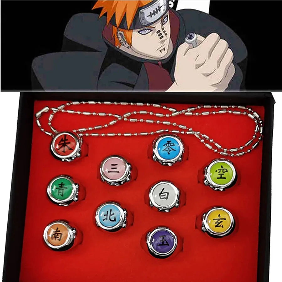 10PCS Bandai Naruto Akatsuki Rings — Itachi Anime Figure Cosplay Accessories, Jewelry & Toys for Boys & Kids Gifts