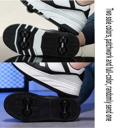 Four-Wheel Roller Shoes for Boys & Girls – Casual Outdoor Sports Sneakers with Pulleys, Slide & Shrink School Walking Shoes