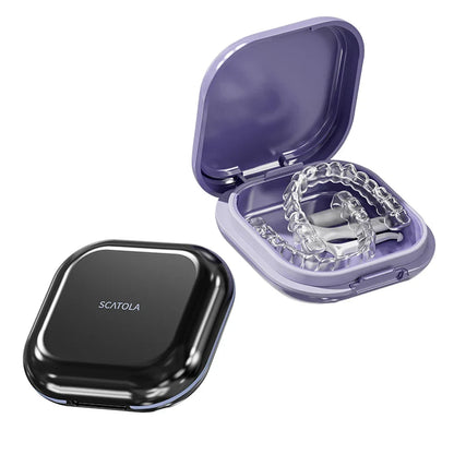 Portable Orthodontic Braces Case – Slim Mouth Guard & Denture Holder with Lid for Teeth Aligners