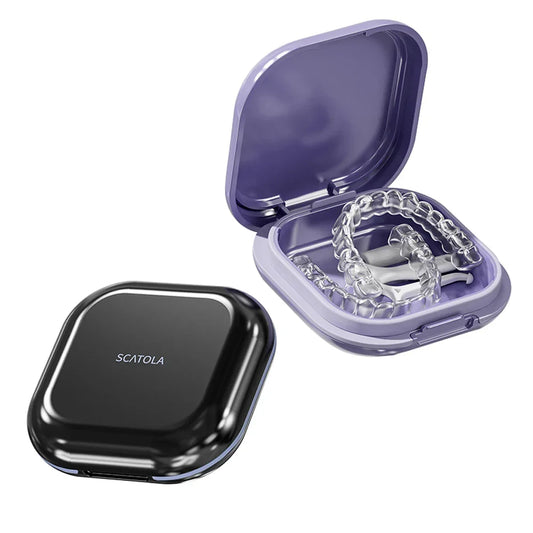 Portable Orthodontic Braces Case – Slim Mouth Guard & Denture Holder with Lid for Teeth Aligners