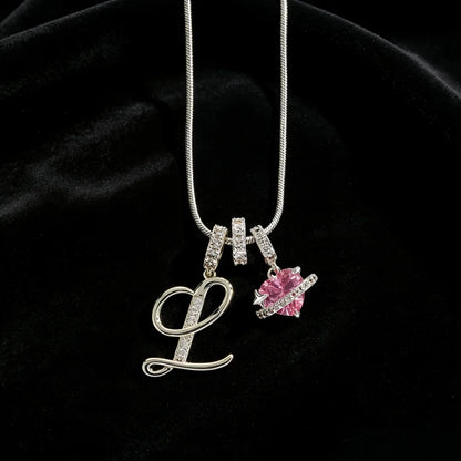 Gold Zircon Flower Letter Necklace - A-Z Alphabet Pendant Jewelry Gift for Women