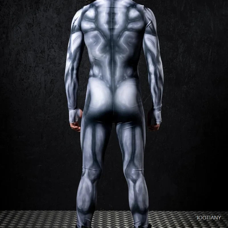 Mechanical Muscle Zentai Bodysuit — Men’s Halloween Punk Cosplay & Carnival Costume 2025