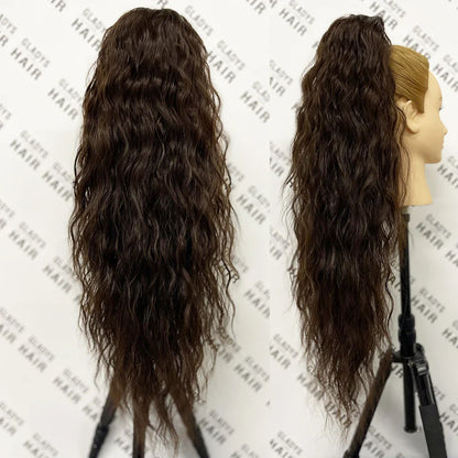 Gladys Water Wave Ponytail: Heat-Resistant Synthetic Fiber Curly Drawstring Hair Extension - Perfect for Black Women