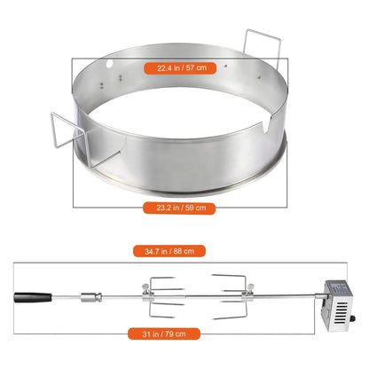 SucceBuy Universal Grill Rotisserie Kit — Stainless Steel Electric BBQ Grill with 9W Motor, Automatic Grilling Set