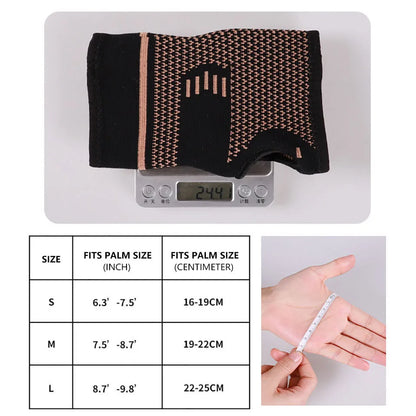 Copper Fiber Wrist Brace — Elastic Sport Bandage Wristband for Hand Support, Gym, Tennis, Fitness, and Powerlifting