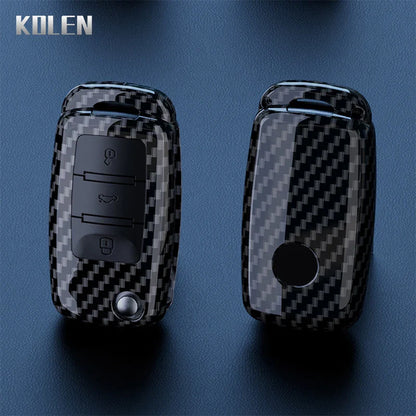 ABS Carbon Fiber Car Key Case Cover for VW, SEAT & Skoda – Fits Polo, Golf, Passat, Beetle, Tiguan, Leon, Altea, Octavia, Kodiaq
