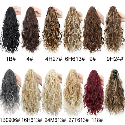 Synthetic Short Curly Water Wave Claw Clip-In Ponytail – Black & Blonde Hair Extension for Women Fashion Accessories