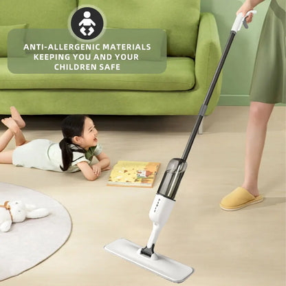 DARIS 360° Spray Flat Mop — Reusable Microfiber Pads with 500ML Large Capacity Square Triangle Bottle