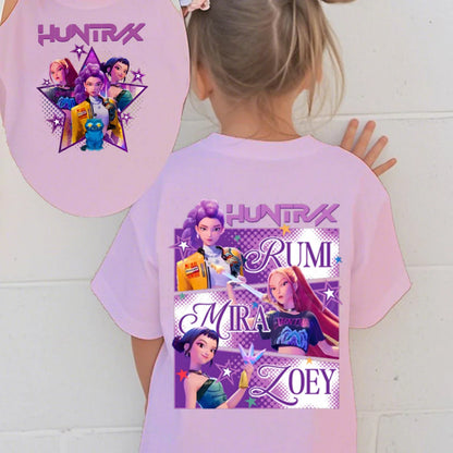 2025 KPop Demon Hunters Graphic T-Shirt – Summer Kids Short Sleeve Top for Girls and Boys, Comfortable Movie-Inspired Tee