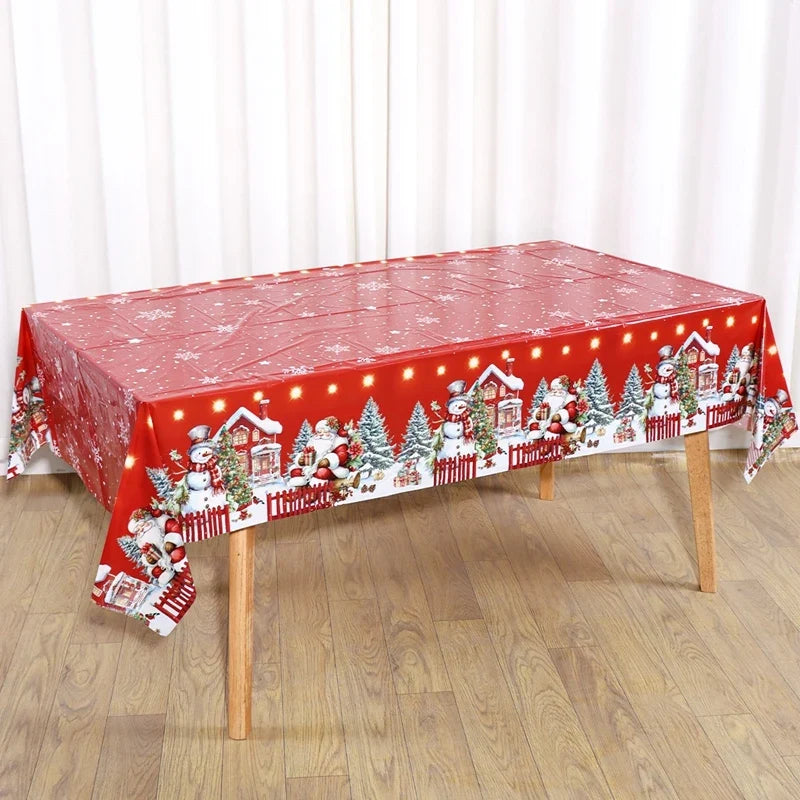 Christmas Santa Claus Tablecloth - Holiday Dining Table Cover Decor for Home, Navidad Noel & New Year Celebrations 2025