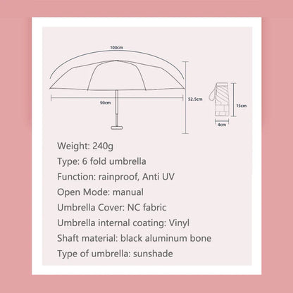 Compact 6-Folding Mini Sun Umbrella: Portable UV-Blocking Rain & Sunshade for Travel