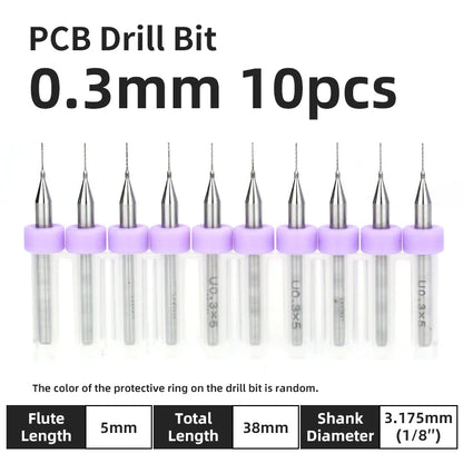 0.1–1.0mm Micro Carbide PCB Drill Bit Set – Tungsten Steel Bits for CNC, Wood & Circuit Board Precision Drilling